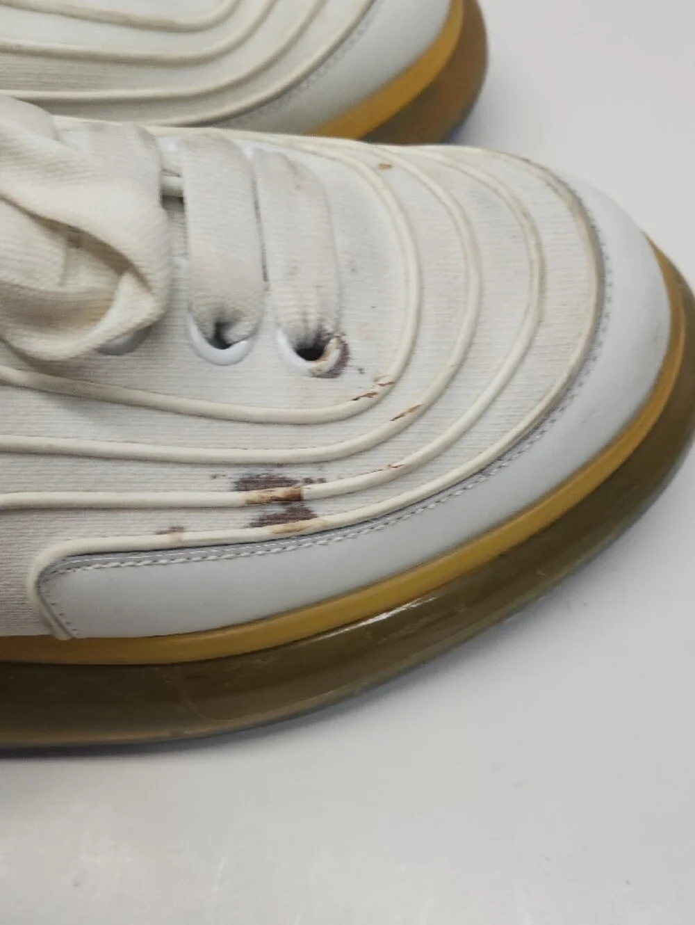 Alexander McQueen White Leather & Canvas Low-Top Sneakers with Gum Sole 43 1/2 D
